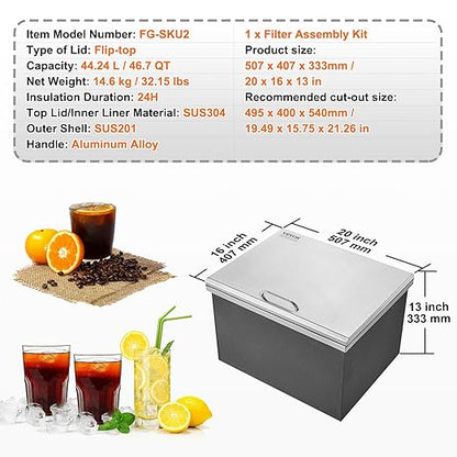 VEVOR Drop in Ice Chest, Commercial Ice Bin