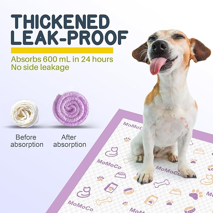 MoMoCo 50 Count Puppy Pads, 22" x 22" Dog Pee Pads with 6-Layer Leak-Proof Protection, Quick-Dry Disposable Training Pads, Super Absorbent Pet Pads