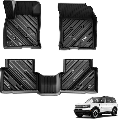 3W Floor Mats Fit for Ford Bronco Sport 2021-2025 2026 All Weather TPE Car Accessories Custom Fit Full Set Ford Bronco Sport Car Mats (Not for Bronco & Rubberized Floor & Outer Banks)