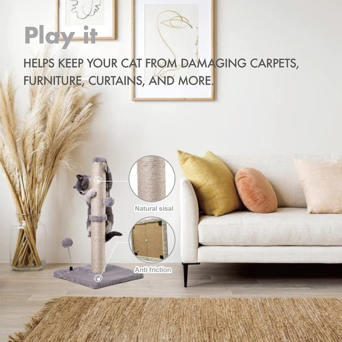 MECOOL Cat Scratching Post Premium Basics Kitten. Everyday comfort that fits naturally into your space.