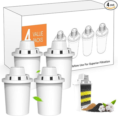 Replacement Filter for Lesotc Lage Dog Water Fountain, 4 Pack Water Filter for Stainless Steel Pet Fountain for Large Dogs- Vertical Filtration for D2223,D2322,D2341,D2419 Lasts Two Months