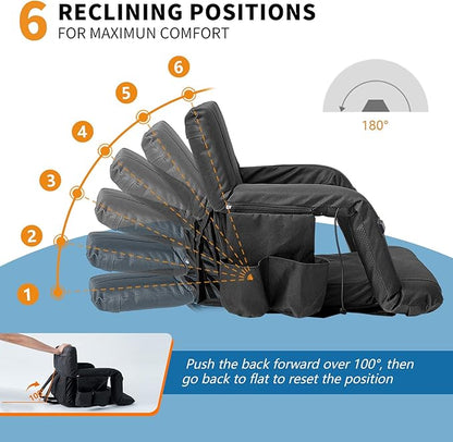 NAIZEA Wide Heated Stadium Seat for Bleachers w/Back Support & Cushion, Portable Bleacher Seats Foldable Stadium Chair with Armrests for Sports Events, Outdoor, Camping, Hiking-No Power Bank