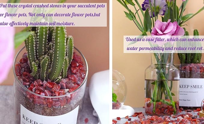 Carnelian Aquarium Gravel Rocks Natural Tumbled Healing Crystal Chips Bulk Gemstones Tumbled Crushed Stones for Fountain Vase Filler Planters Decorative Fish Tank Potted Reiki Energy Balancing 0.44lb