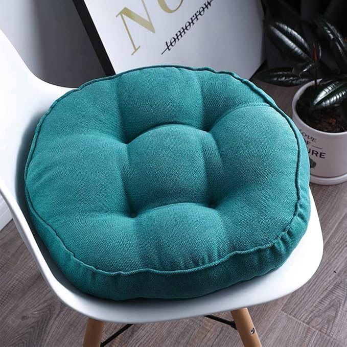 vctops Round Chair Pad Seat Cushion Solid Color Soft Chair Pads Comfy Velvet Cushion Pillow for Kitchen Dining Office Chair Kids Reading (Blue Green,Diameter 18")