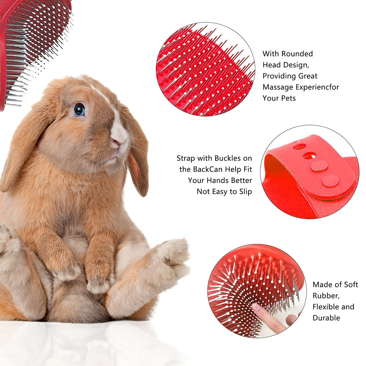 7-Piece Small Pet Grooming Kit: Brush, Nail Clippers, Hair Remover, Shampoo Brush with Hand Strap for Rabbits, Hamsters, Bunnies