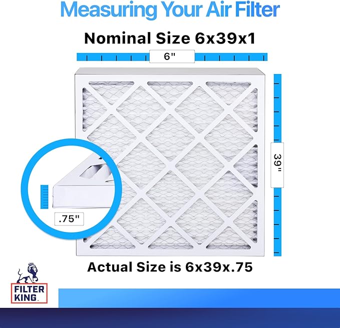 Filter King 6x39x1 Air Filter | 4-PACK | MERV 8 HVAC Pleated A/C Furnace