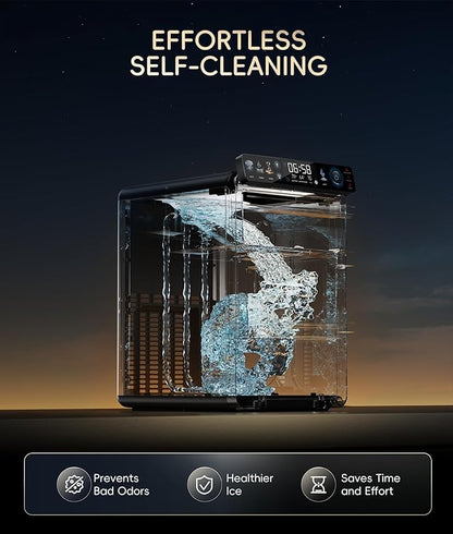 ecozy Smart Nugget Ice Maker Countertop, First Full-Color Smart Panel Ice