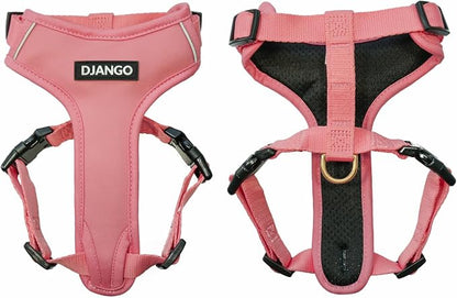 Adventure Dog Harness - Stylish, and Durable Medium Dog Harness for Outdoor Adventures and Everyday Wear - Quartz Pink Neoprene Adjustable Harness for Dogs with Reflective Piping, Brass D-Ring