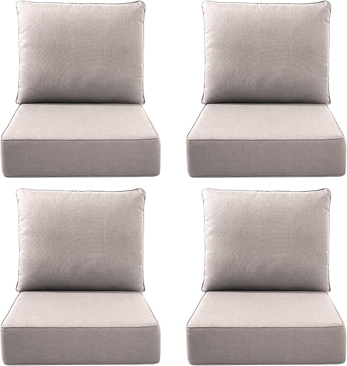 Luxury Outdoor Seat Cushion Set-22 x 24 x 6 Inch Outdoor Chair Cushions with Water Resistant & Removable Cover Outdoor Cushions for Patio Furniture Chair Sofa Couch