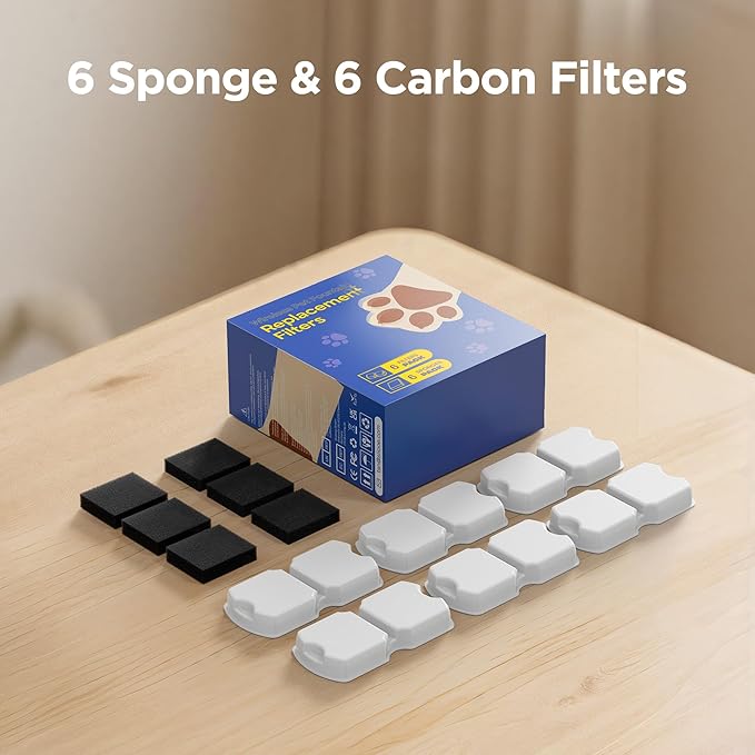 GIOTOHUN Cat Water Fountain Filter Replacement: 12 Cat Fountain Filter
