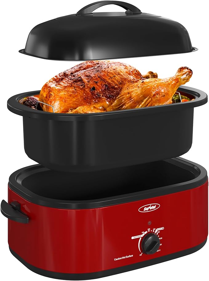 Sunvivi Roaster Oven with Self-Basting Lid, 18 Quart Electric Roaster with