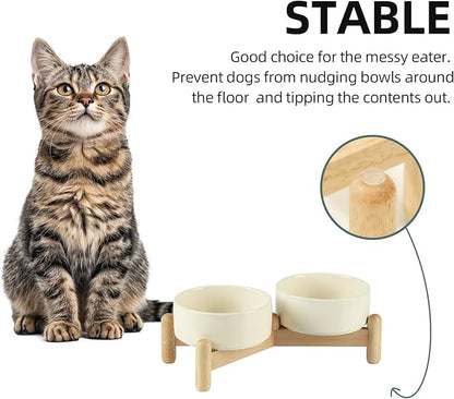 Ceramic 5.1inch Raised Double Bowls Set