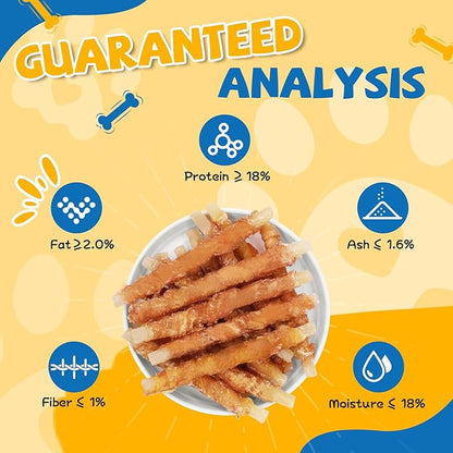 Gazeupon Rawhide Free Dog Treats, Chicken Wrapped Cod Sticks, Healthy Training Treats, Soft Chewy Snacks for Small Dogs w/Glucosamine Chondroitin, Low Fat