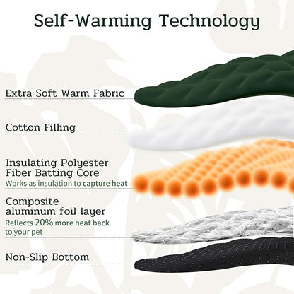 NWK Green Leaf Shaped Self Warming Cat Bed Mat, Thermal Dog Mat Cat Pad, Washable, Non-Slip Bottom for Sofa & Crate & Kennel & Car Seat (Green Leaf, Large (30'' X 19''))