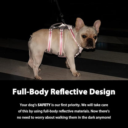 Escape Proof Dog Harness,No Pull Reflective Harness with Lift Handle,Adjustable Pet Vest with Front and Back Leash Clips for Small Medium Large Dogs Walking Hiking Training(Lavender Purple,XL)