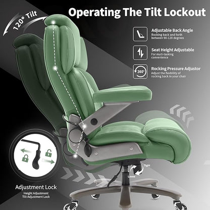 Big and Tall Office Chair 700lbs - Adjustable Headrest&Lumbar Support, 3D Flip Arms, Large Wheels &Heavy Duty Metal Base, Ergonomic High Back Computer Chair Desk Chair, Thick Padded Extra Wide Seat