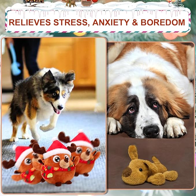 BABORUI Interactive Dog Toys Antlers, Jumping Squeaky Dog Toys with Recording and Music Modes, Rechargeable Moving Dog Christma Toys for Small/Medium/Large Dogs to Keep Them Busy(Antlers)