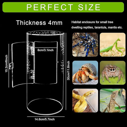 NANEEZOO Acrylic Tarantula Enclosure Jumping Spider Enclosure with Front Opening Door Micro Habitat Terrarium for Small Tree Dwelling Reptiles, Spiders & Invertebrates