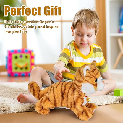 Smalody Interactive Electronic Plush Toy - Upgrade with LED Light Eyes Animated Sound Control Electronic Pet, Robot Cat Kitten Toys Gifts for Boys & Girls Kids Birthday Christmas (Yellow)