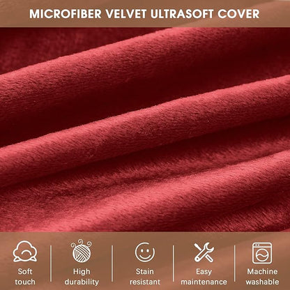 Bean Bag Chairs for Adults - Memory Foam Furniture BeanBag Chair - Kids/Teens Sofa with Soft Micro Fiber Cover - Round Fluffy Couch for Living Room Bedroom College Dorm - 3 ft, Red