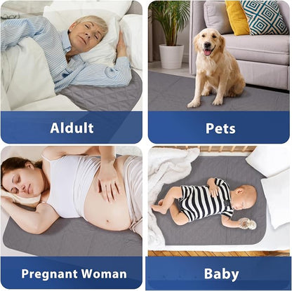 Bed Pads Washable Waterproof 34x36 Inch (2pack),Hide Stains Washable Incontinence Pads for Adults,Waterproof Bed Pads Washable,Bed Protector Pads, Slip Resistant Bed Pad for Kids,Toddlers,Pet