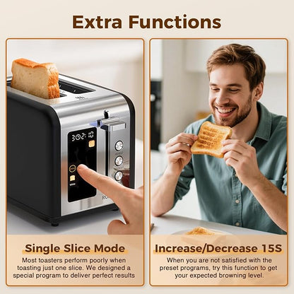 2 Slice Easy Touch Screen Toaster, Stainless Steel Toaster