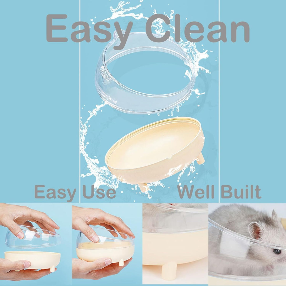 Meow&Woof Hamster Sand Bath Container, Large Sandbox Toilet Gerbil Batheoom, Tiny Chinchilla Dust Bathtub Sand Bath Box for Hamster Cage Accessories 6.5 Inch-Pink