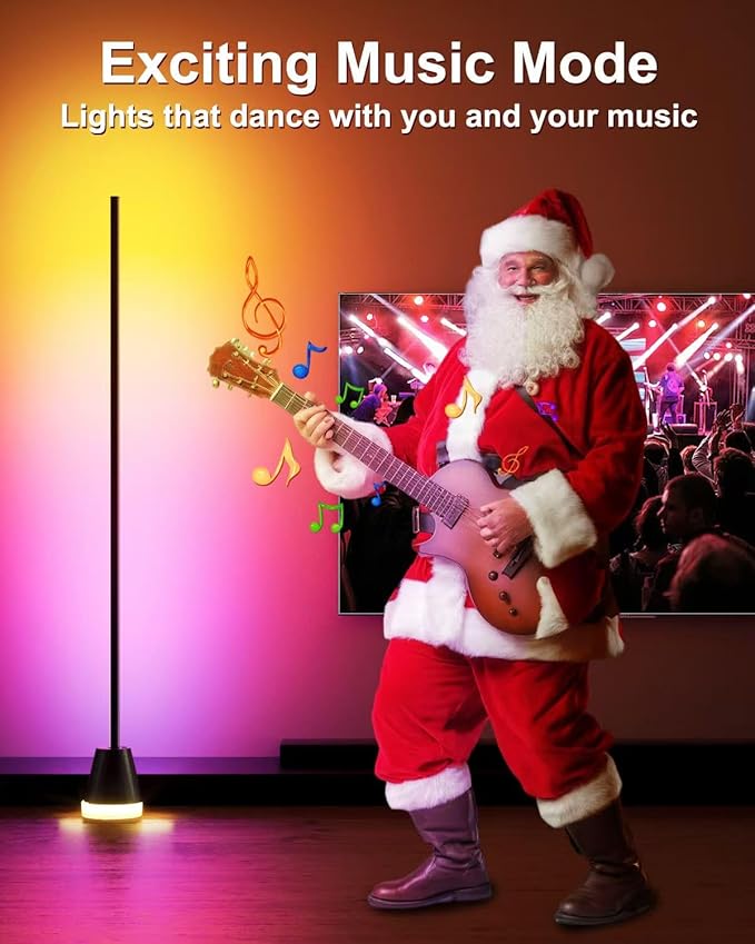 Keepsmile Smart RGB LED Corner Floor Lamp,172 LEDs Bright Standing Lamps for Living Room with APP and Remote,Modern Floor Lamp for Bedroom with Music Sync and 16 Million Colors, Ink Black