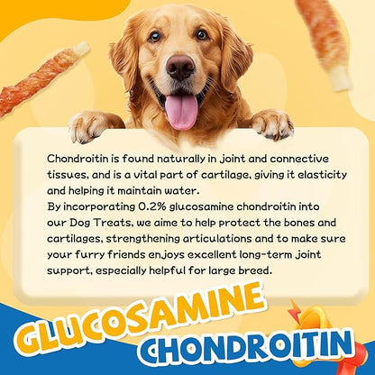 Gazeupon Rawhide Free Dog Treats, Chicken Wrapped Cod Sticks, Healthy Training Treats, Soft Chewy Snacks for Small Dogs w/Glucosamine Chondroitin, Low Fat
