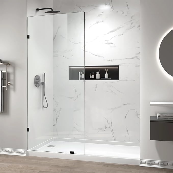 Bathroom Shower Glass Door 33.5" W×78.75" H, 3/8" Thick Clear Tempered Glass