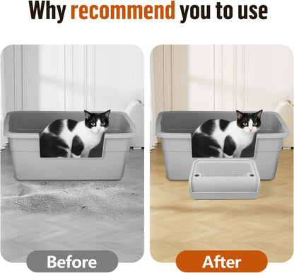 Cat Litter Box Step, Cat Litter Box Ramp Mat with Filter Function for Self-Cleaning Cat Litter Box, Easy to Clean, Cat Pedal Step Stool Ideal for Kitten & Elderly Cats (Light Grey)
