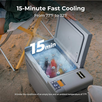 BougeRV 12 Volt Refrigerator, CRPRO 21 Quart 12V Car Fridge, Portable Freezer