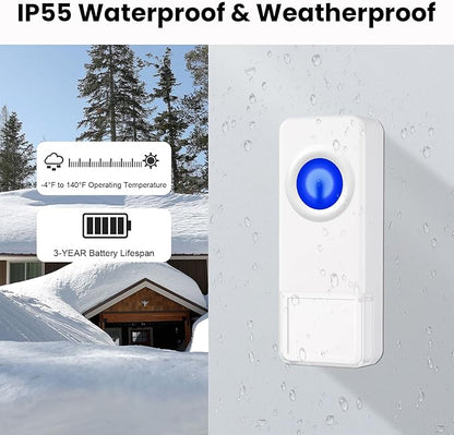 Wireless Doorbell with 2 Receivers 2 Buttons