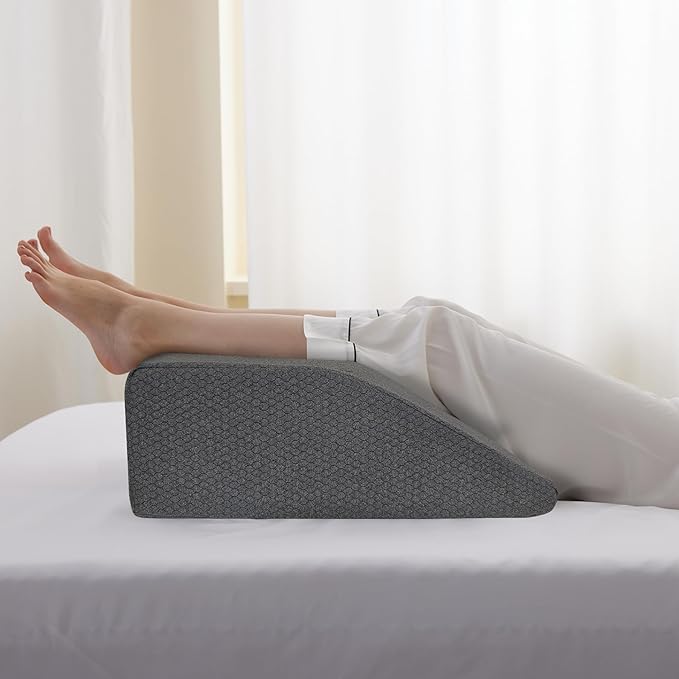Bedluxe Leg Elevation Pillows, Leg Pillows for Sleeping, Cooling Gel Memory Foam Top, Wedge Pillow for Legs, Leg Wedges for Circulation, Swelling, After Surgery - Removable Cover (8 Inch, Black)