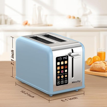 Mecity 2 Slice Touch Screen Toaster, 1.5" Wide Slot, Stainless Steel Smart