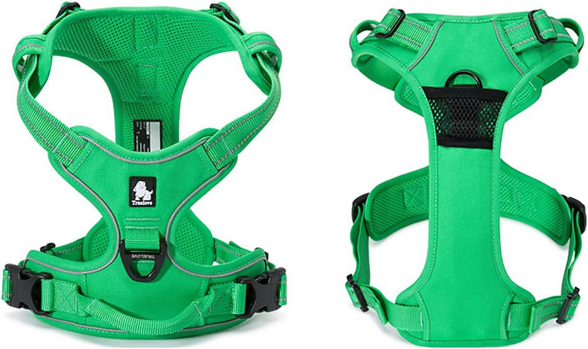 TRUE LOVE Adjustable No-Pull Dog Harness Reflective Pup Vest Harnesses Comfortable Control Brilliant Colors Truelove TLH5651(Grass Green,XL)