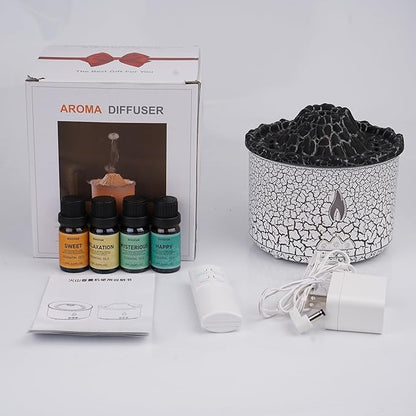 BOHOFAM Essential Oil Diffuser 360ML, Volcano and Flame Diffuser/Humidifier 2