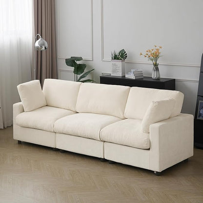JACH 3-Seater Sectional Couches for Living Room, Deep Seat Modular Sofas, Cloud Sectional Couch, Sofa Covers Washable, Minimalist Modern Sofa for Living Room, Apartment, Beige