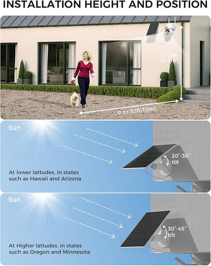 Hiseeu Solar Camera Wireless Outdoor, Home Security Camera System, 2.4G & 5G