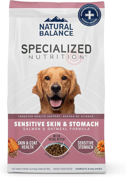 Natural Balance Specialized Nutrition Dry Dog Food with Salmon and Oatmeal for Dogs, Sensitive Skin & Stomach Dog Food, Natural Ingredients with Added Vitamins & Minerals - 22 lbs