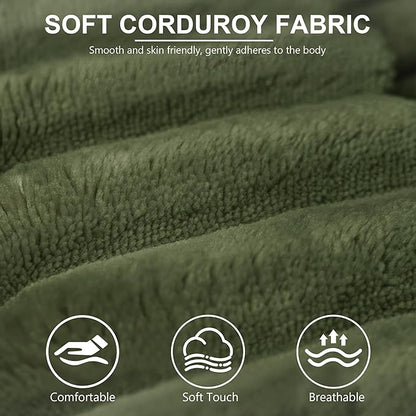 71" Corduroy Loveseat Sofa, 3-Seater Cloud Couch, Boneless Couch in a Box, Comfy Deep Seat Sofa with Memory Foam, Pillows and Wide Armrests, Modern Small Couches for Small Spaces, No Assembly (Green)