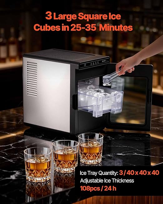 VEVOR Countertop Ice Maker, 22 lbs per Day, Self-Cleaning Portable Machine