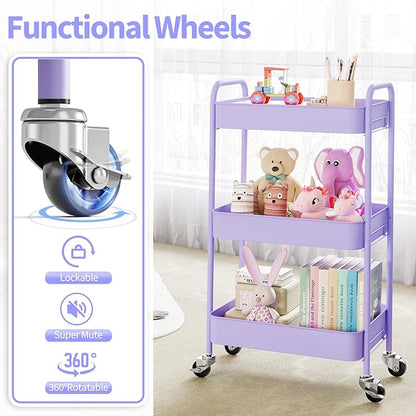 TOOLF 3-Tier Metal Rolling Cart