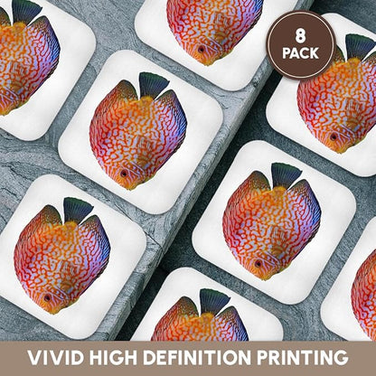 3dRose King of The Aquarium Discus Fish Image Wildlife Set of 8 Coasters - Soft