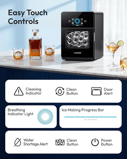 EUHOMY 2" Ice Ball Maker Countertop, Self-Cleaning Sphere Ice Maker Machine