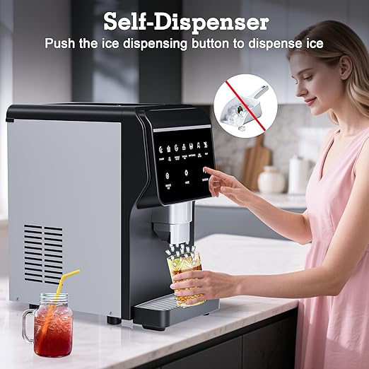 Nugget Ice Maker 66Lbs/24H Chewable Pellet Ice Machine, Built-in 6lbs Ice