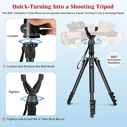 2 in1 Tripod for Camera & Hunting Tripods, 68" Camera Tripods & Monopods with Removable Handle, Aluminum Rifle Tripod & Shooting Stand, Heavy Duty Tripods for DSLR,Canon,Nikon,Sony, Extra Carry Bag