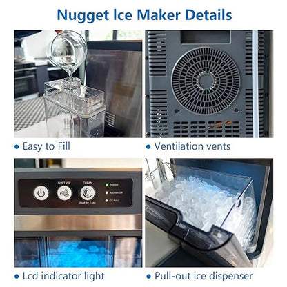 Nugget Ice Makers Countertop 42lbs/Day Large Capacity One-Click Operation