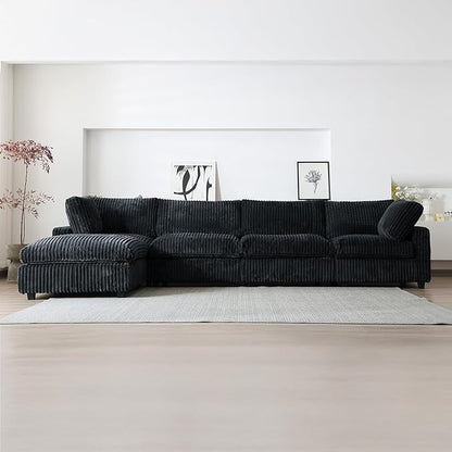 WJShome Cloud Modular Sectional Sofa,160" Oversized L Shaped Sofa Couch with Storage Ottoman,5 Seater Comfy Couch with Chaise Couches,Covers Washable&Replaceable (Black)