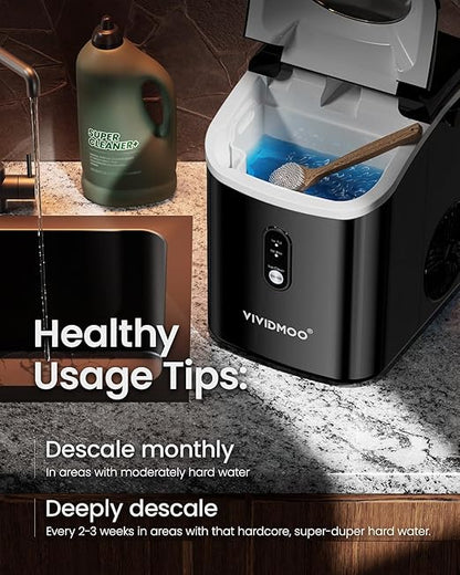 Nugget Ice Maker Countertop, Portable Sonic Pebble Ice Maker